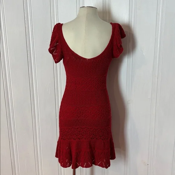 ZARA Red Crochet Dress + Slip Dress Set, 2-in-1 Summer Boho Feminine Size Small - Picture 8 of 16